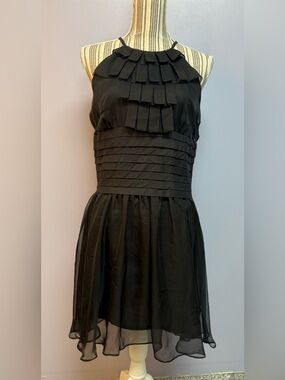 NWT Fumblin Foe Black Pleated Halter Mini Dress women’s size L